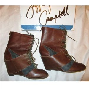 Jeffrey Campbell steampunk Warner wedge boots